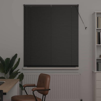 vidaXL Venetian Blinds Height Adjustable Black 175 x 115 cm Aluminium