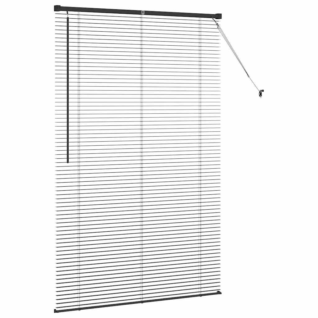 vidaXL Venetian Blinds Height Adjustable Black 175 x 115 cm Aluminium