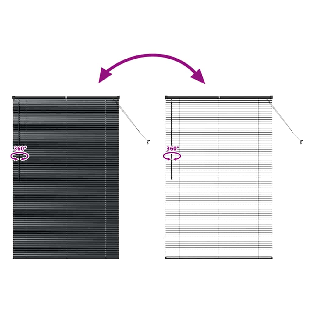 vidaXL Venetian Blinds Height Adjustable Black 175 x 115 cm Aluminium