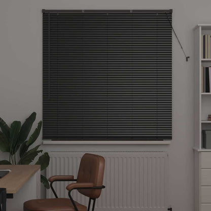 vidaXL Venetian Blinds Height Adjustable Black 175 x 130 cm Aluminium