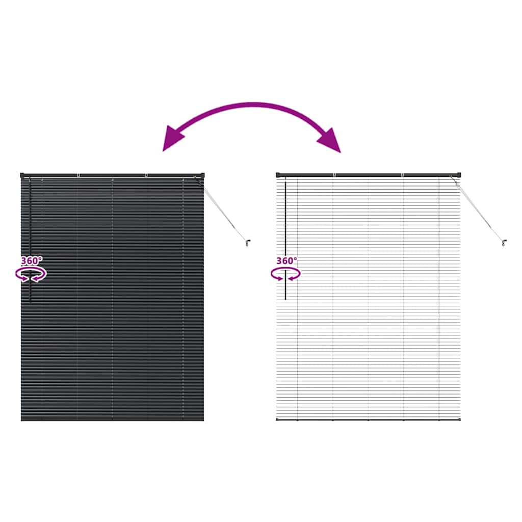 vidaXL Venetian Blinds Height Adjustable Black 175 x 130 cm Aluminium