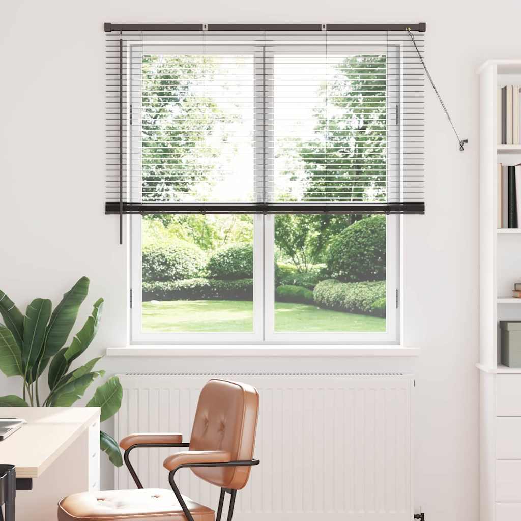 vidaXL Venetian Blinds Height Adjustable Black 175 x 135 cm Aluminium