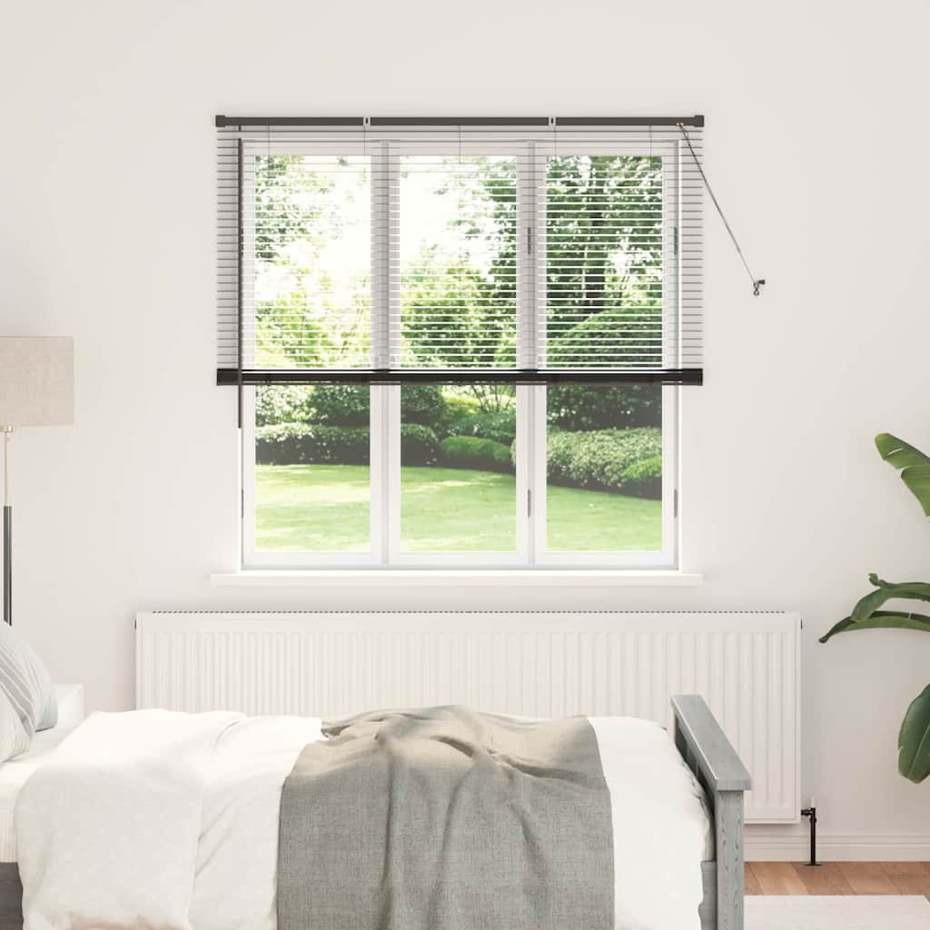 vidaXL Venetian Blinds Height Adjustable Black 175 x 140 cm Aluminium