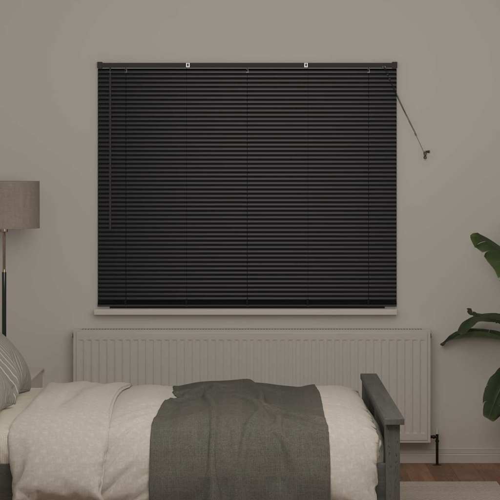 vidaXL Venetian Blinds Height Adjustable Black 175 x 155 cm Aluminium