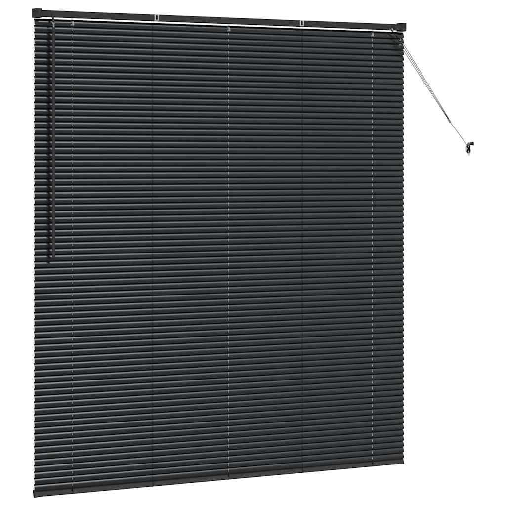 vidaXL Venetian Blinds Height Adjustable Black 175 x 155 cm Aluminium