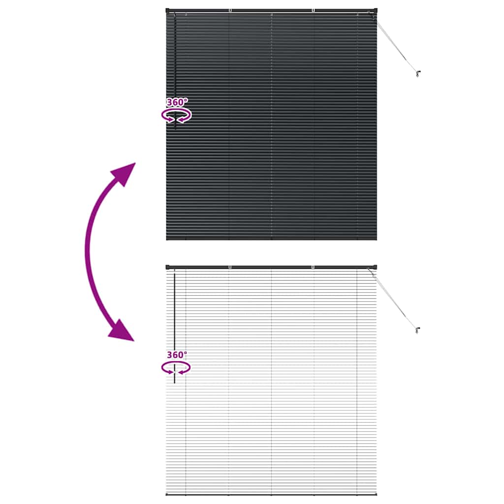 vidaXL Venetian Blinds Height Adjustable Black 175 x 155 cm Aluminium