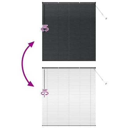 vidaXL Venetian Blinds Height Adjustable Black 175 x 155 cm Aluminium