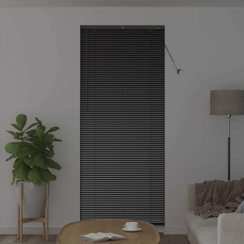 vidaXL Venetian Blinds Height Adjustable Black 220 x 90 cm Aluminium