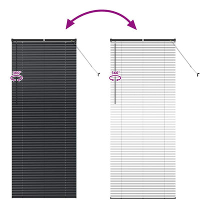 vidaXL Venetian Blinds Height Adjustable Black 220 x 90 cm Aluminium