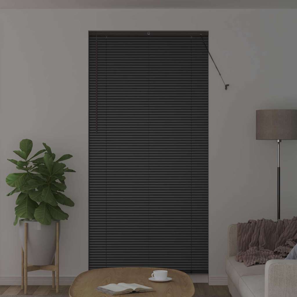 vidaXL Venetian Blinds Height Adjustable Black 220 x 100 cm Aluminium