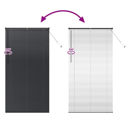 vidaXL Venetian Blinds Height Adjustable Black 220 x 115 cm Aluminium