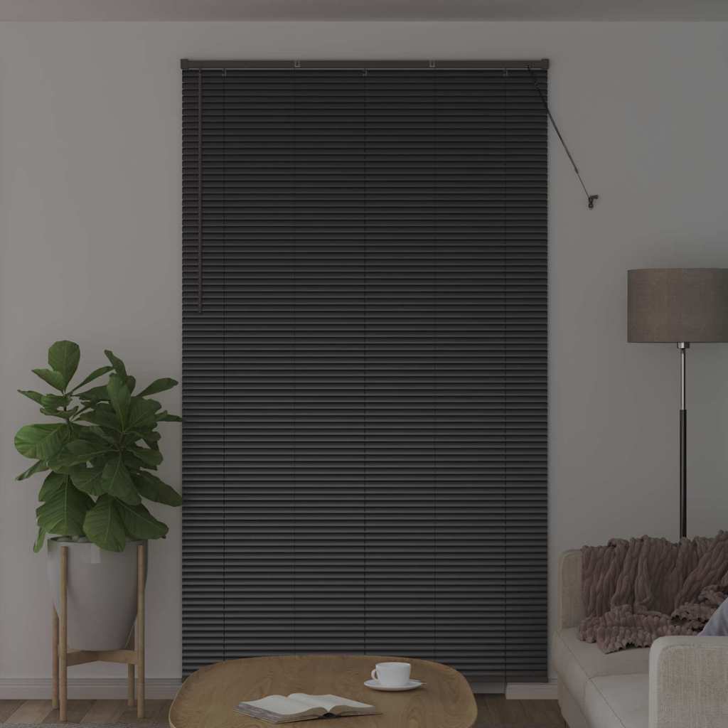 vidaXL Venetian Blinds Height Adjustable Black 220 x 135 cm Aluminium