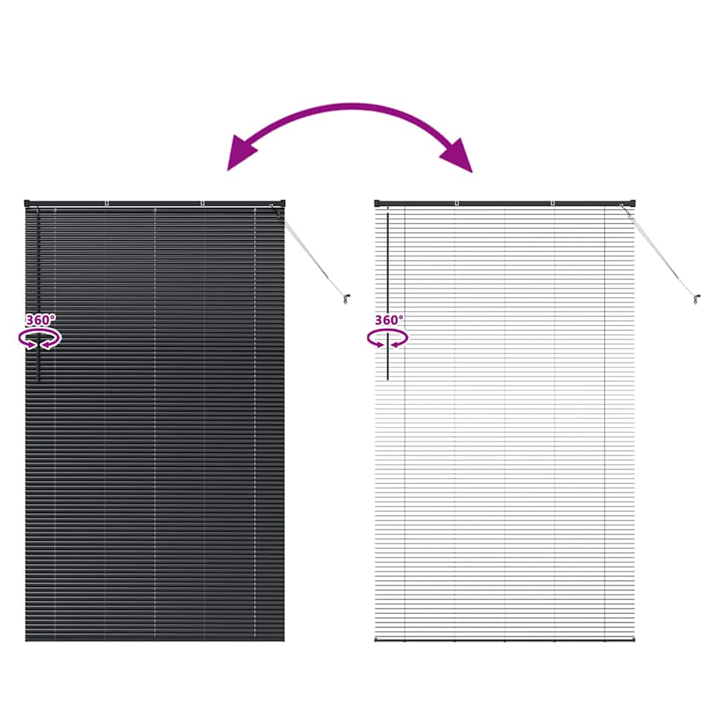 vidaXL Venetian Blinds Height Adjustable Black 220 x 135 cm Aluminium