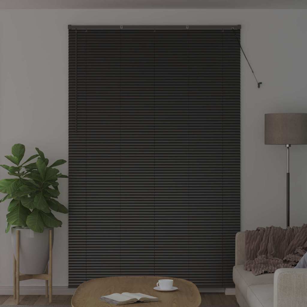 vidaXL Venetian Blinds Height Adjustable Black 220 x 140 cm Aluminium