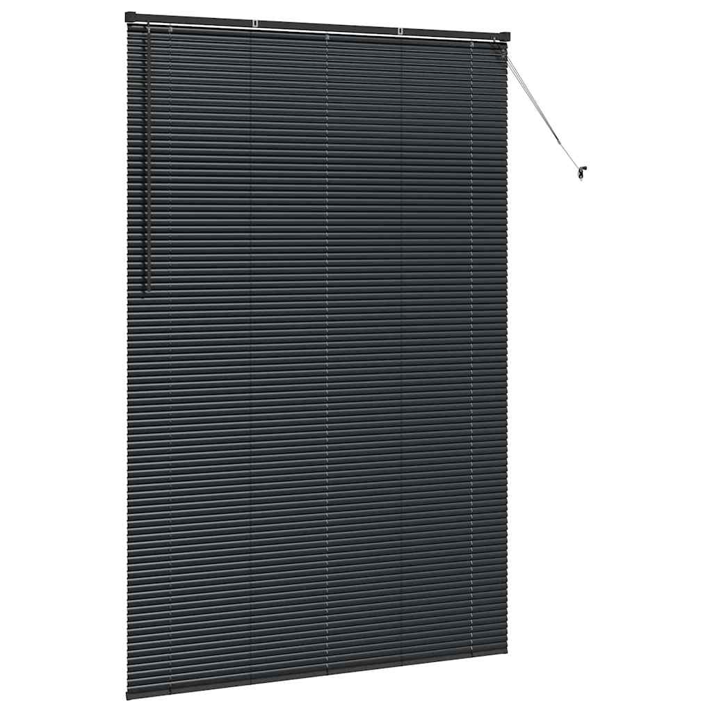 vidaXL Venetian Blinds Height Adjustable Black 220 x 145 cm Aluminium