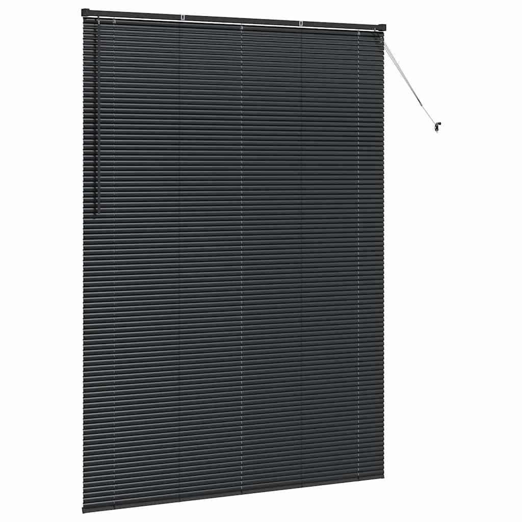 vidaXL Venetian Blinds Height Adjustable Black 220 x 160 cm Aluminium