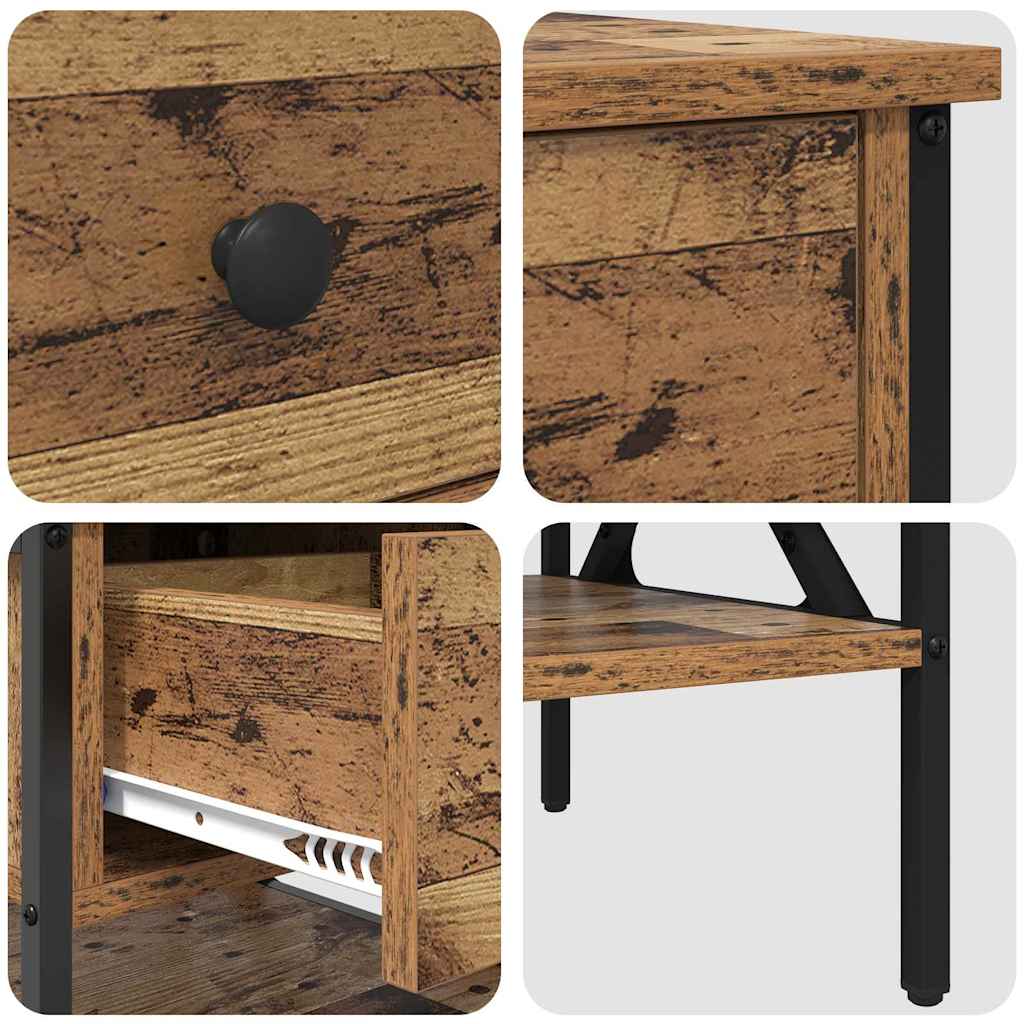 vidaXL Bedside Cabinet 2 pcs Old wood 40 x 42 x 45 cm