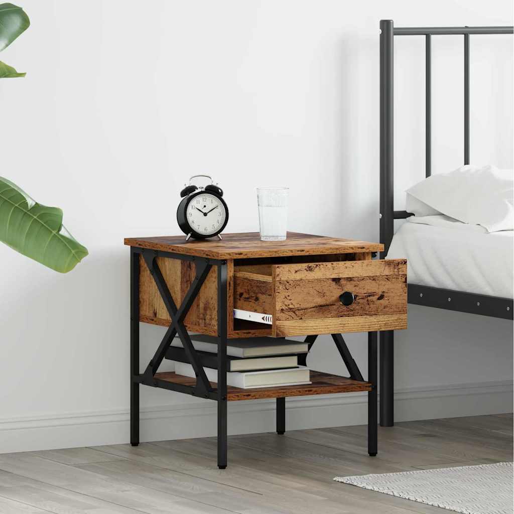 vidaXL Bedside Cabinet 2 pcs Old wood 40 x 42 x 45 cm
