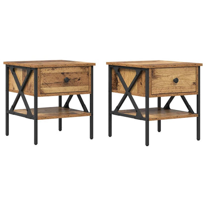 vidaXL Bedside Cabinet 2 pcs Old wood 40 x 42 x 45 cm