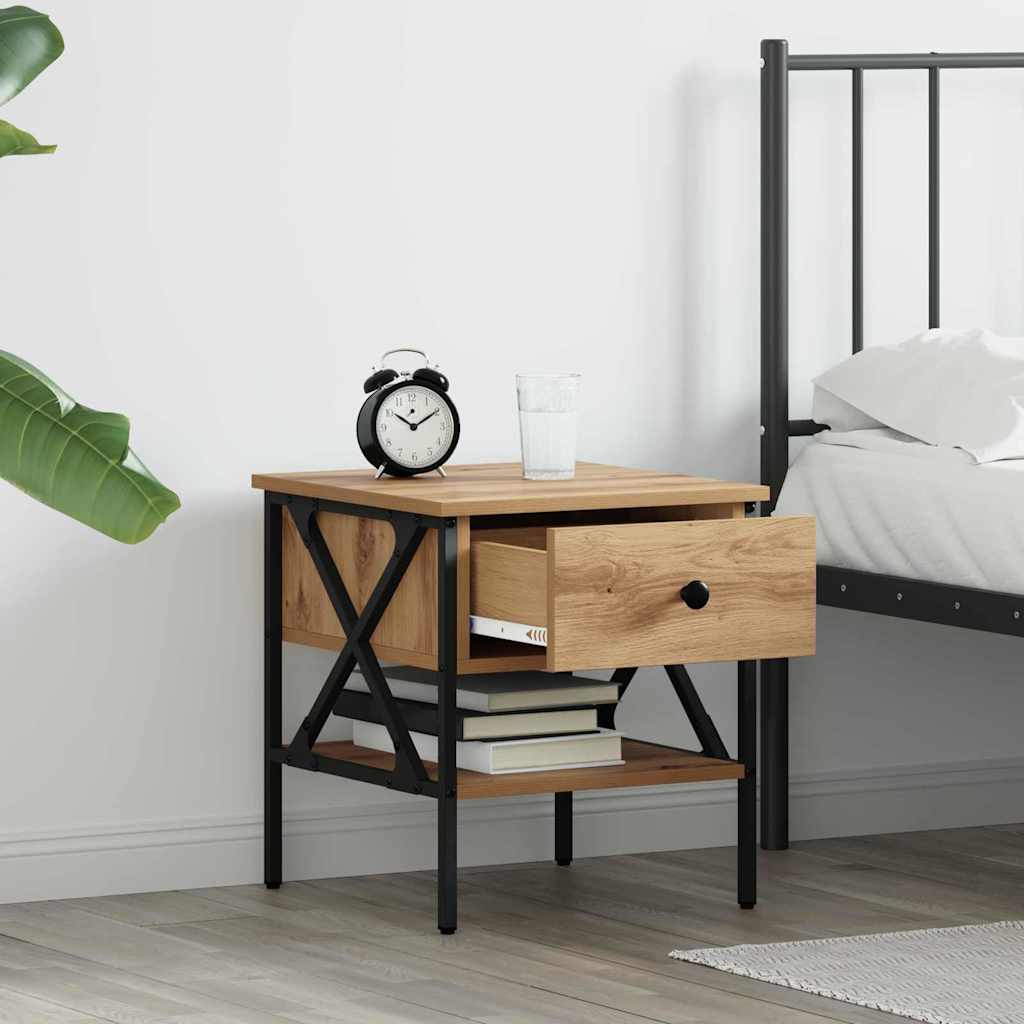 vidaXL Bedside Cabinet with Drawer 2 pcs Artisan oak 40 x 42 x 45 cm