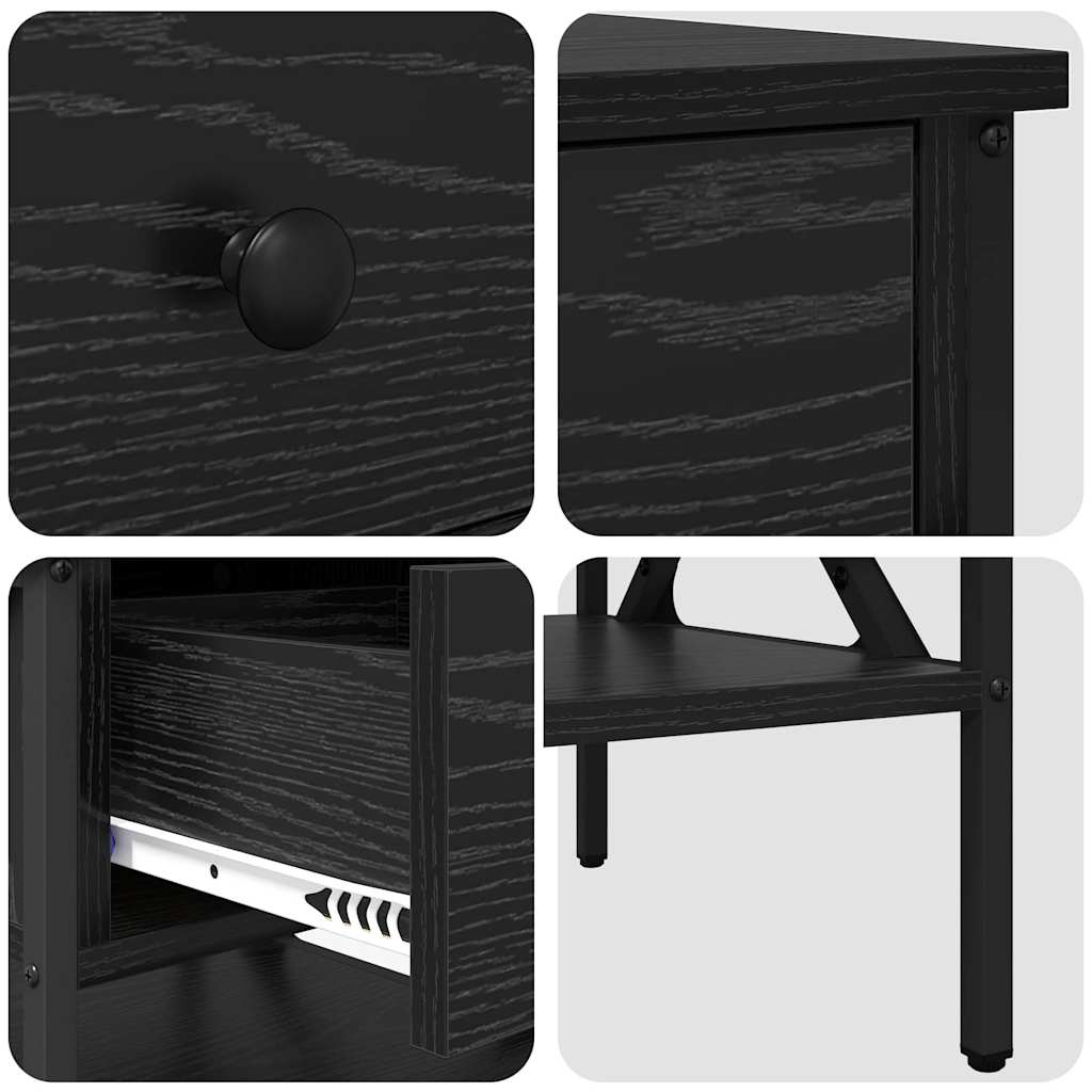 vidaXL Bedside Cabinet 2 pcs Black oak 40 x 42 x 45 cm