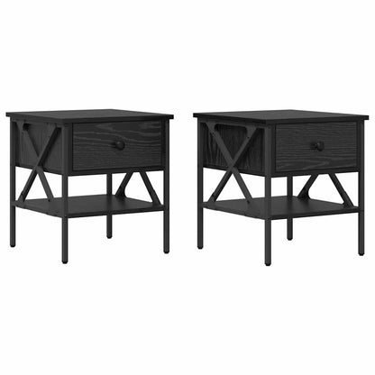 vidaXL Bedside Cabinet 2 pcs Black oak 40 x 42 x 45 cm