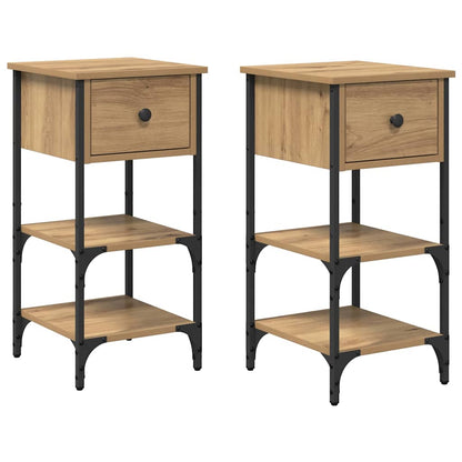 vidaXL Bedside Cabinet 2 pcs Brown 33.5 x 36 x 70 cm Engineered Wood