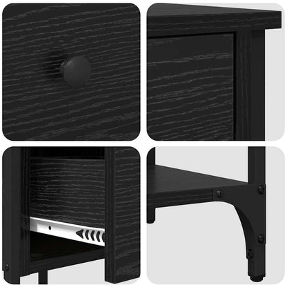 vidaXL Bedside Cabinet Black Oak 33.5 x 36 x 70 cm Engineered Wood