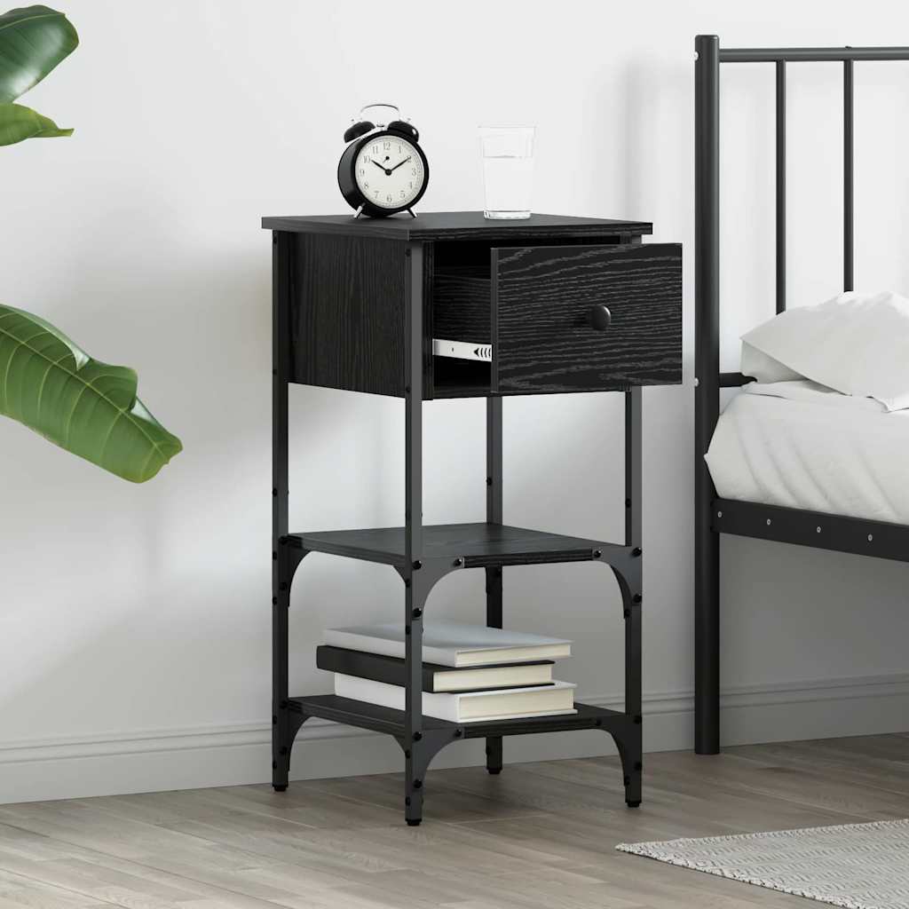 vidaXL Bedside Cabinet Black Oak 33.5 x 36 x 70 cm Engineered Wood