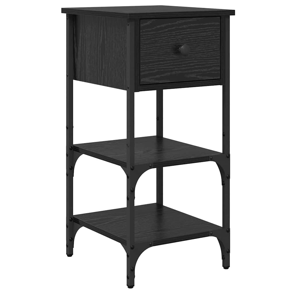 vidaXL Bedside Cabinet with Drawer 2 pcs Black Oak 33.5 x 36 x 70 cm