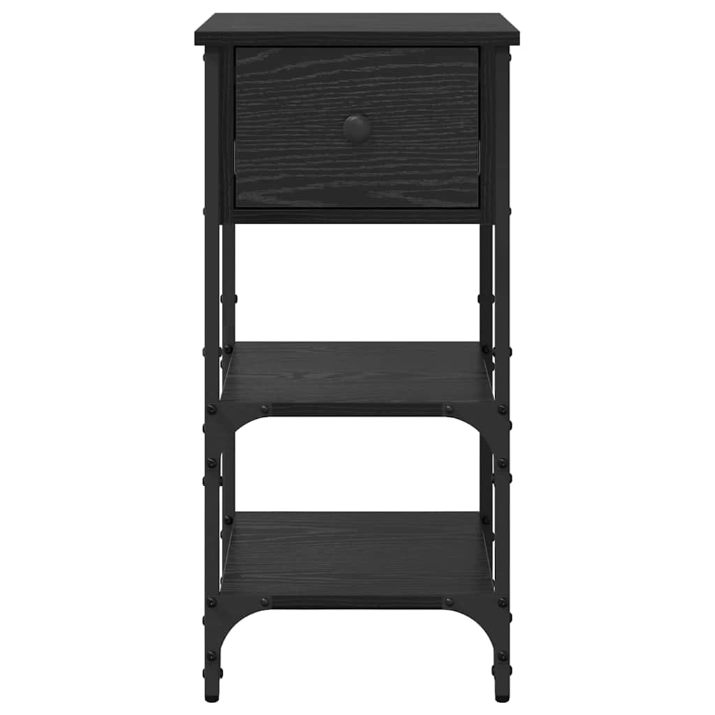 vidaXL Bedside Cabinet with Drawer 2 pcs Black Oak 33.5 x 36 x 70 cm