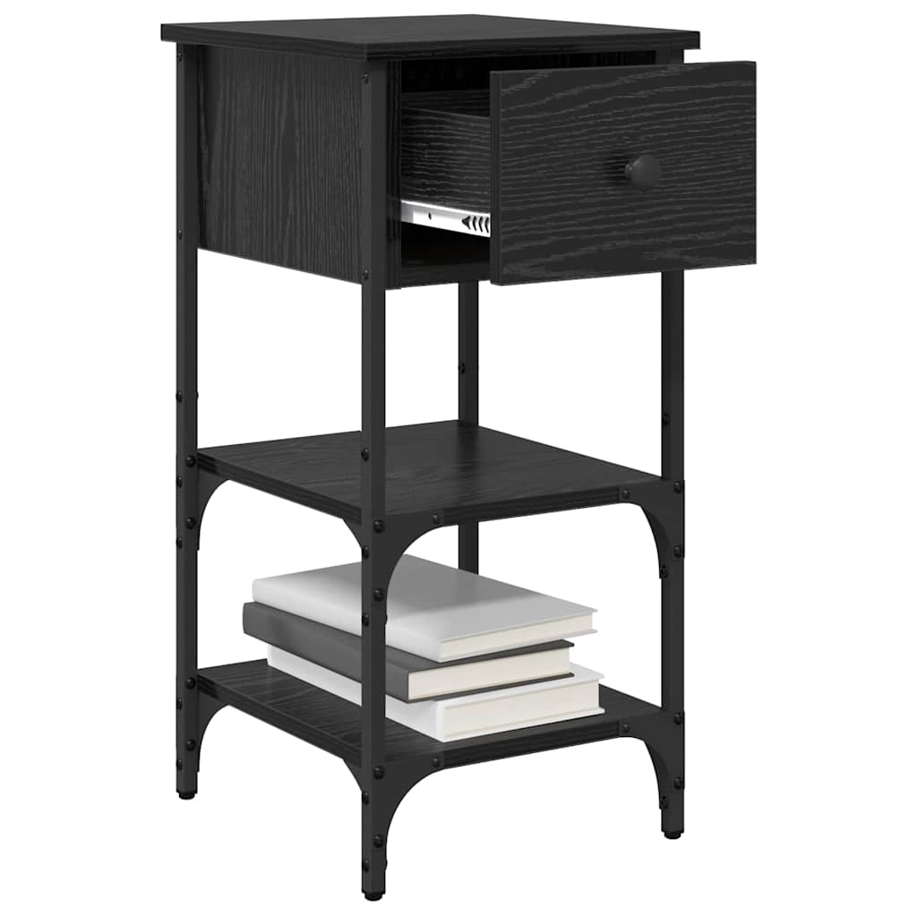vidaXL Bedside Cabinet with Drawer 2 pcs Black Oak 33.5 x 36 x 70 cm
