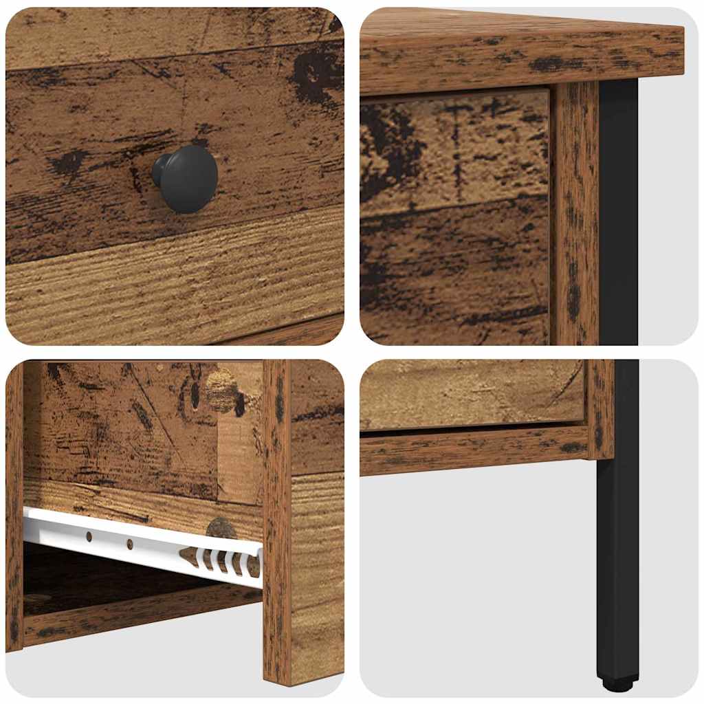 vidaXL Bedside Cabinet with Drawer Old wood 40 x 42 x 50 cm