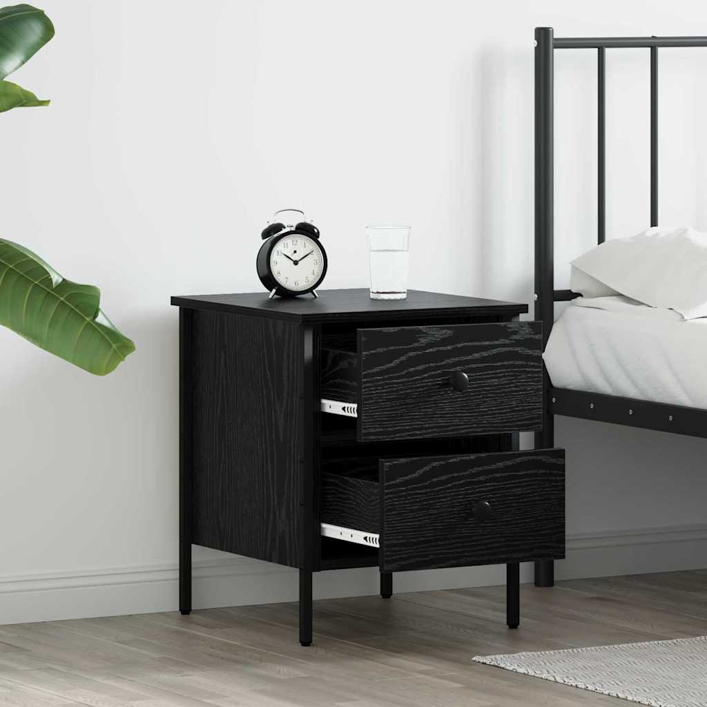 vidaXL Bedside Cabinet with Drawer Black oak 40 x 42 x 50 cm