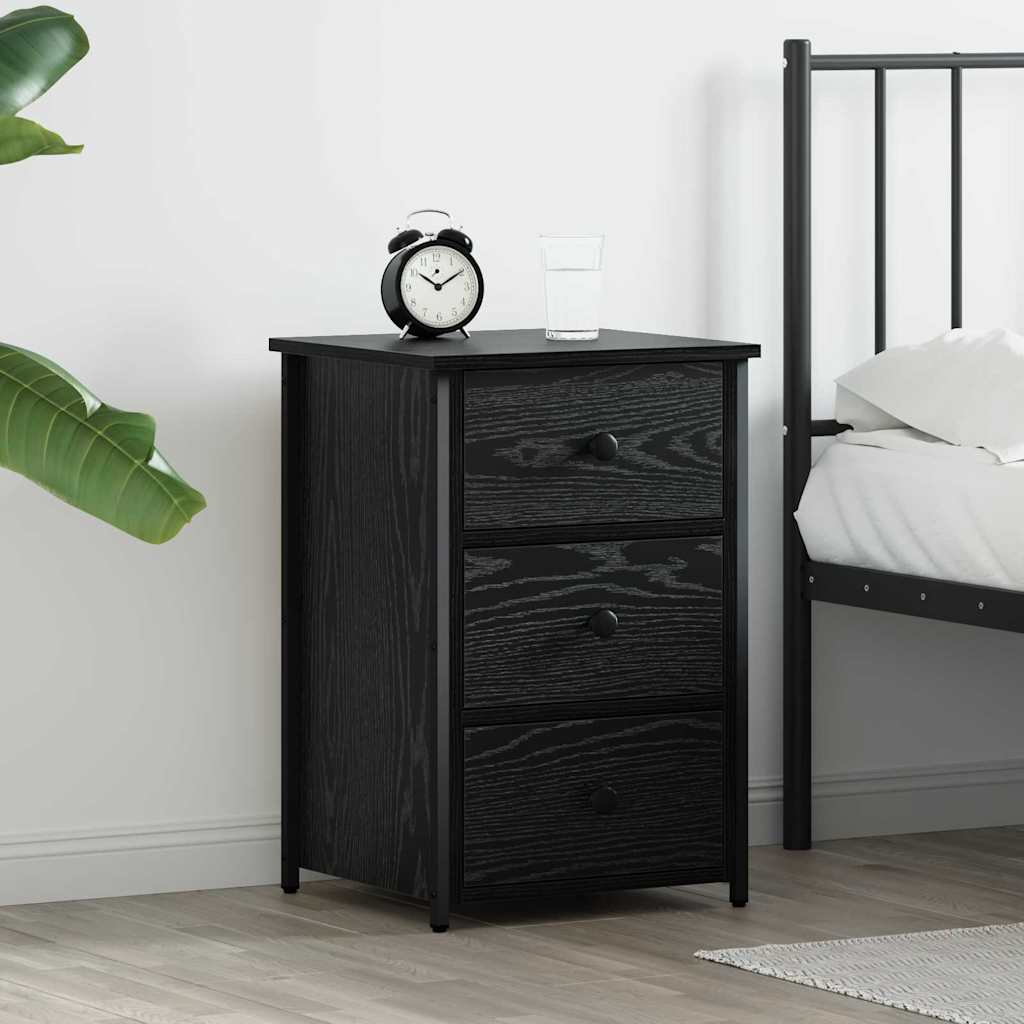 vidaXL Bedside Cabinet Black Oak 40 x 36 x 60 cm Solid Reclaim Wood