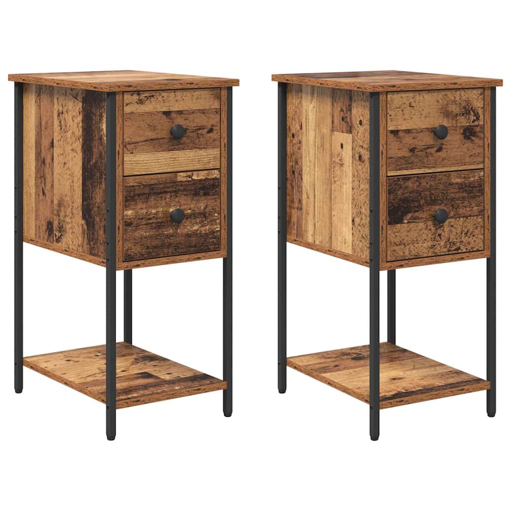 vidaXL Bedside Cabinet 2 pcs Old wood 32 x 42 x 70 cm Engineered wood