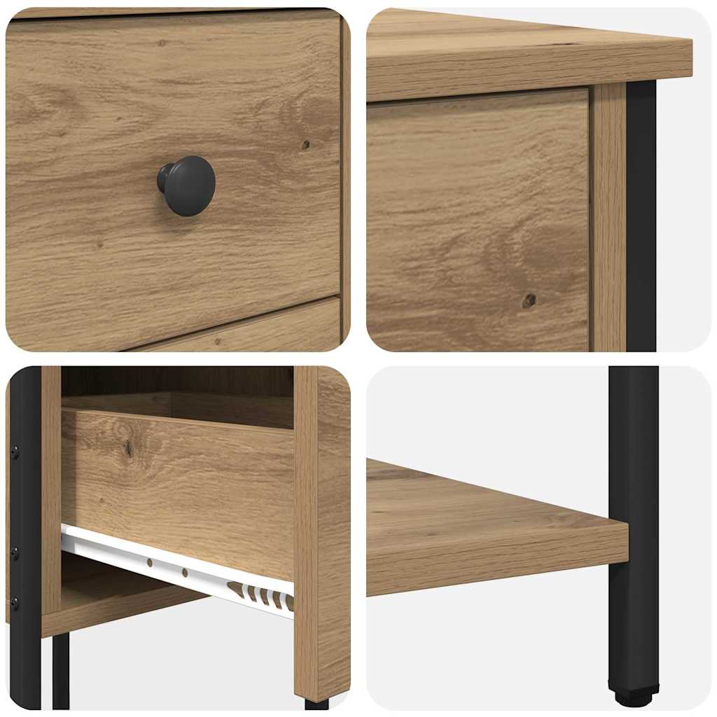 vidaXL Bedside Cabinet with Drawer 2 pcs Artisan oak 32 x 42 x 70 cm