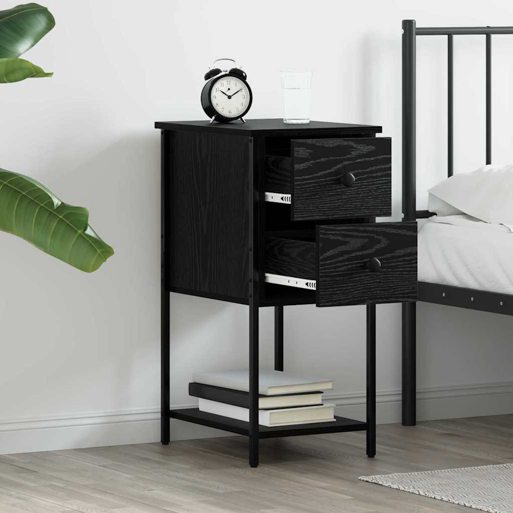 vidaXL Bedside Cabinet 2 pcs Black oak 32 x 42 x 70 cm Engineered wood