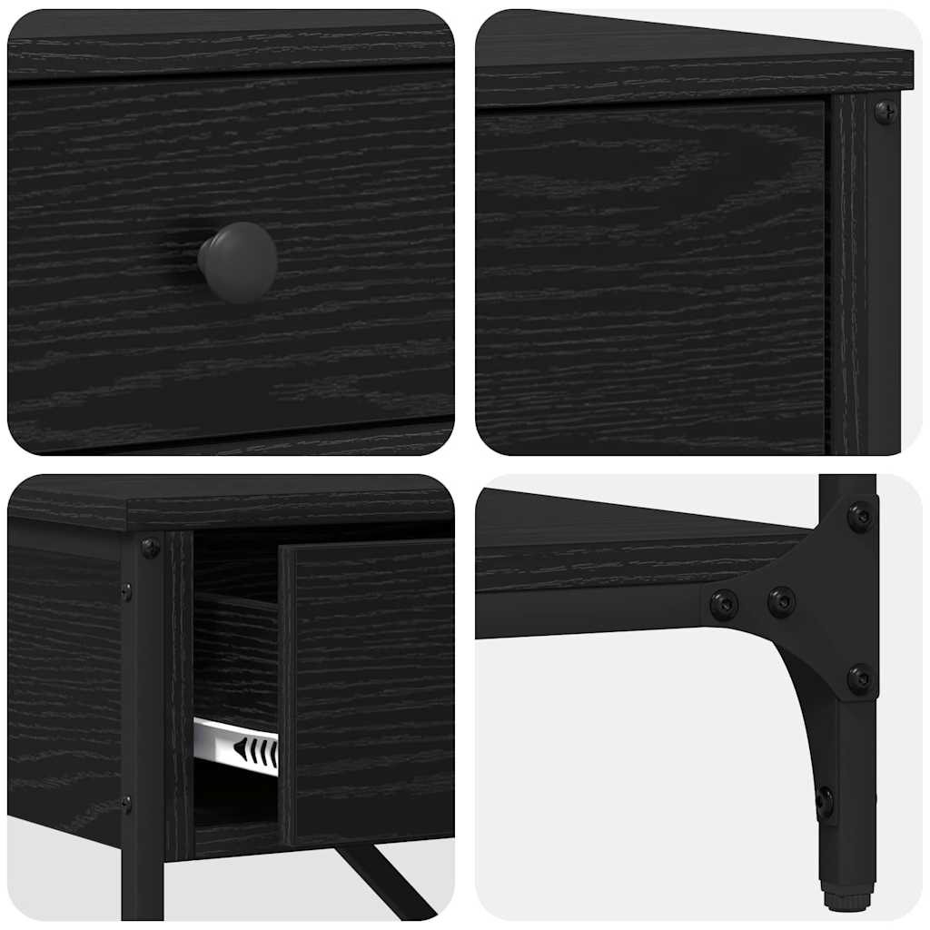 vidaXL Console Table with Drawer Black Oak 100 x 34.5 x 75 cm Wood