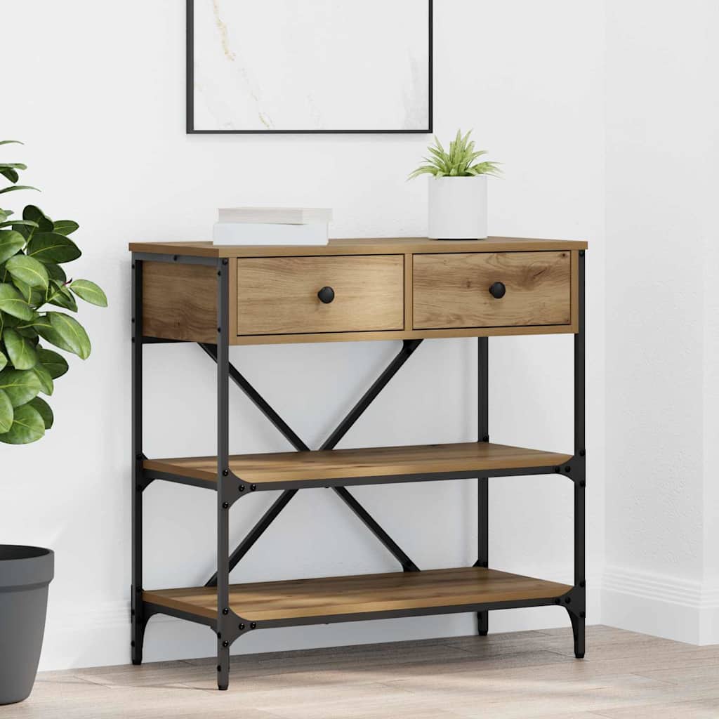 vidaXL Console Table with Drawer Brown 75 x 34.5 x 75 cm Wood
