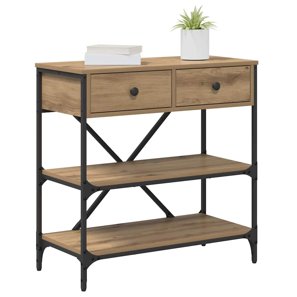 vidaXL Console Table with Drawer Brown 75 x 34.5 x 75 cm Wood