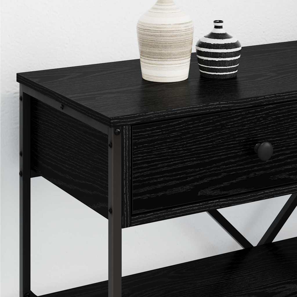 vidaXL Console Table with Drawer Black Oak 75 x 34.5 x 75 cm Wood