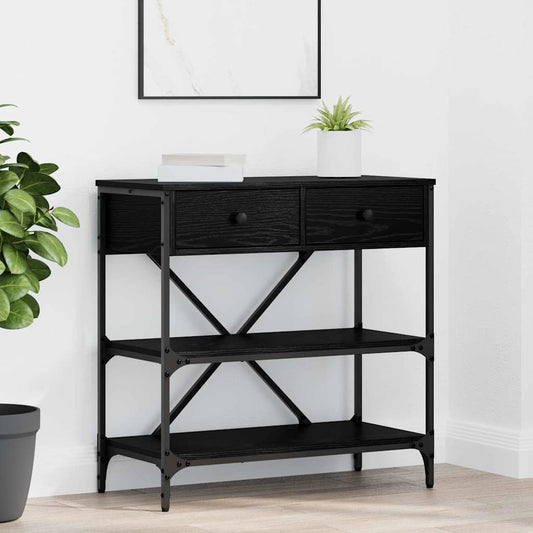 vidaXL Console Table with Drawer Black Oak 75 x 34.5 x 75 cm Wood
