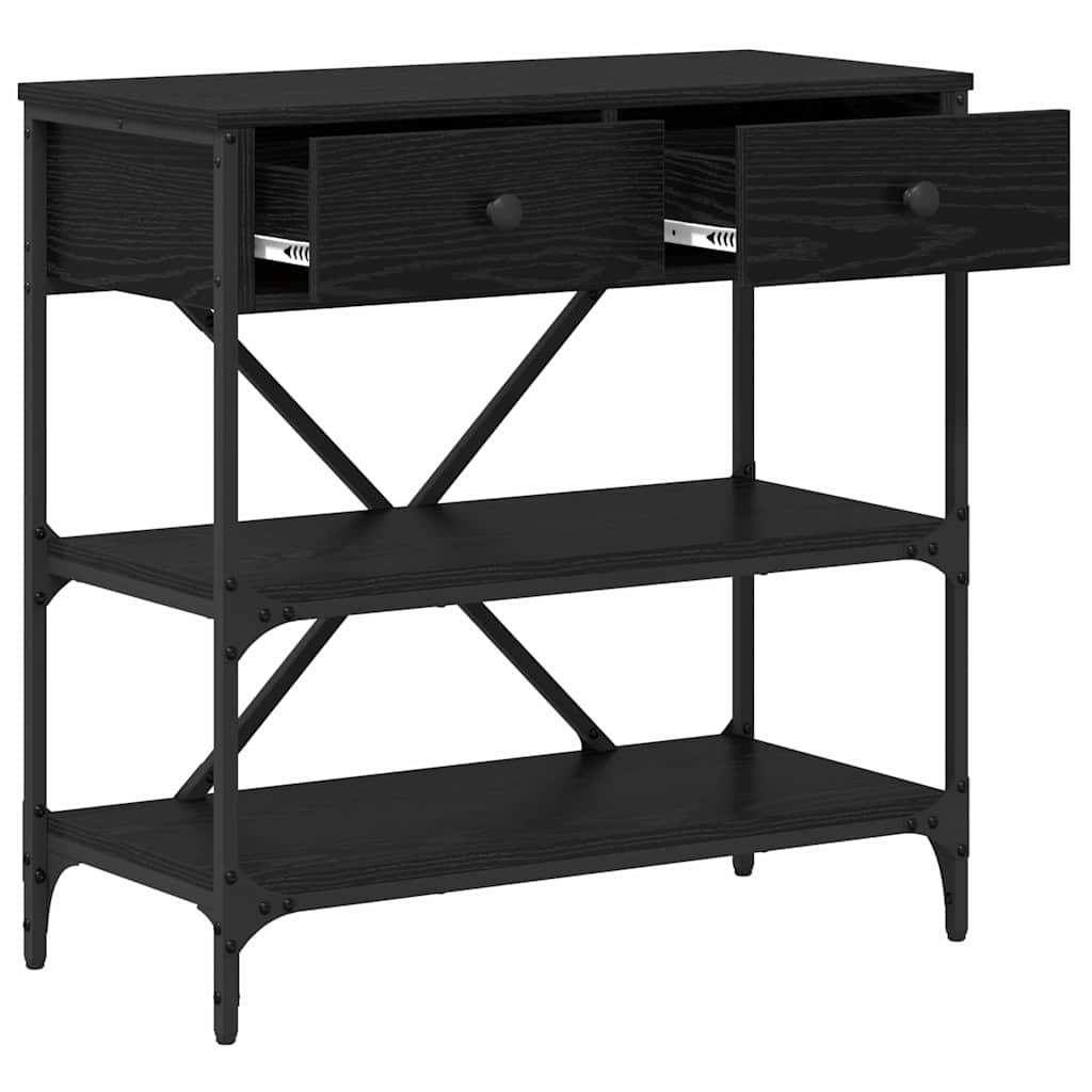 vidaXL Console Table with Drawer Black Oak 75 x 34.5 x 75 cm Wood