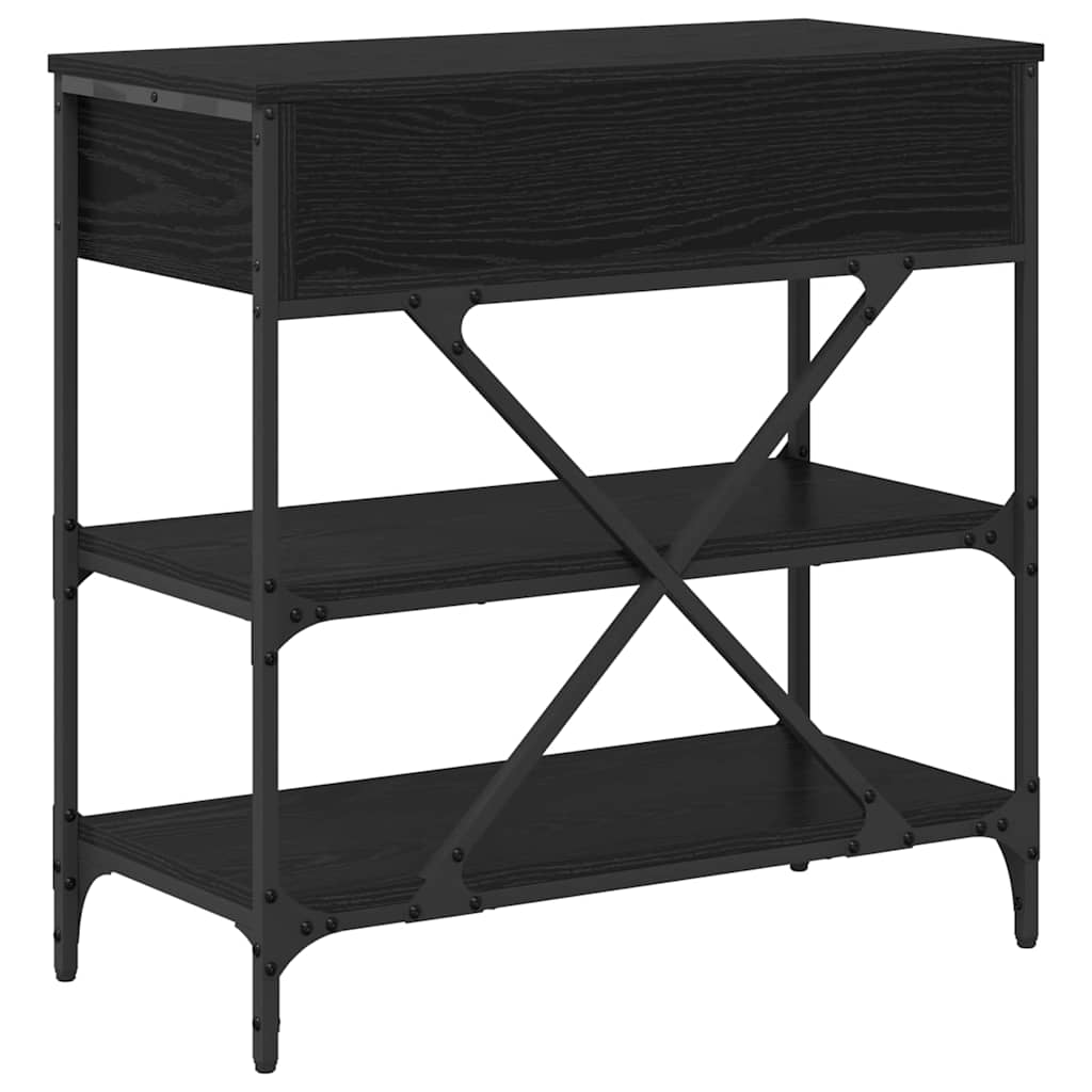 vidaXL Console Table with Drawer Black Oak 75 x 34.5 x 75 cm Wood