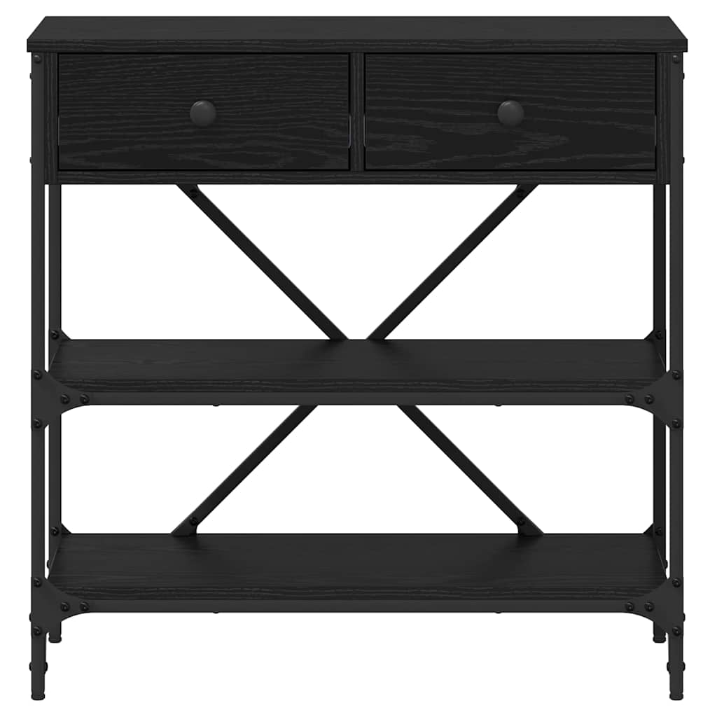 vidaXL Console Table with Drawer Black Oak 75 x 34.5 x 75 cm Wood