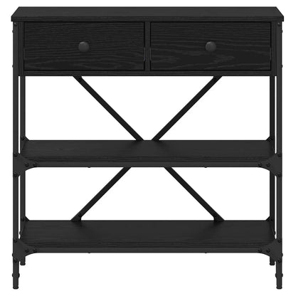 vidaXL Console Table with Drawer Black Oak 75 x 34.5 x 75 cm Wood