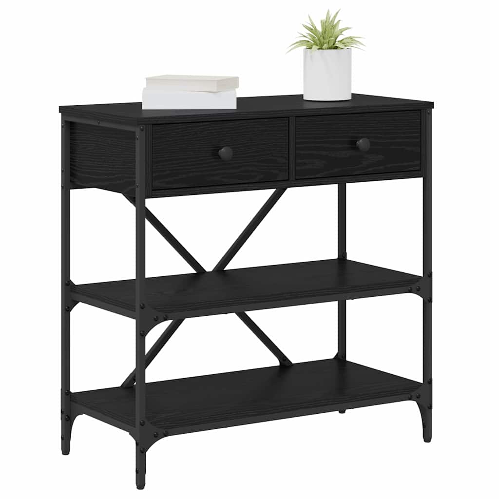 vidaXL Console Table with Drawer Black Oak 75 x 34.5 x 75 cm Wood