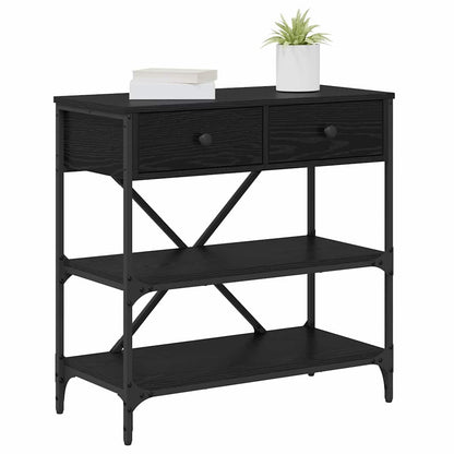 vidaXL Console Table with Drawer Black Oak 75 x 34.5 x 75 cm Wood