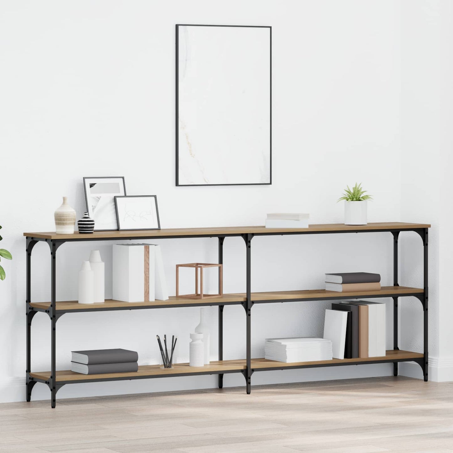 vidaXL Console Table Artisan oak 200 x 29 x 75 cm